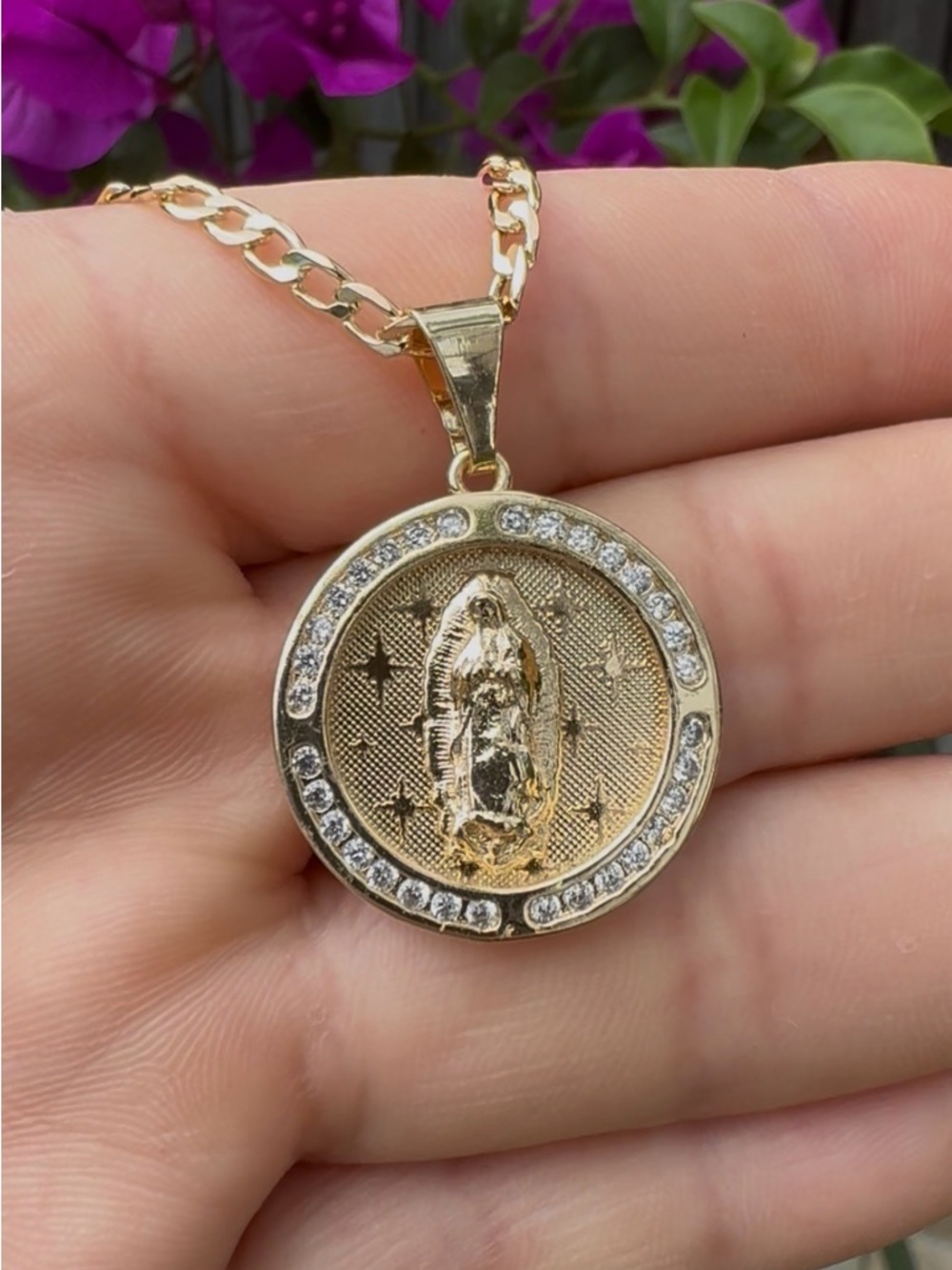 18k gold plated, chain with Our Lady of Guadalupe / Virgin Mary